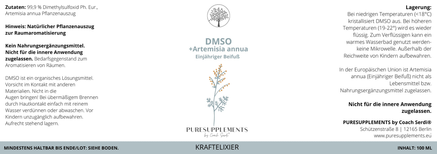 Artemisia Annua mit DMSO (1:5 Pflanzenauszug, Raumduft Aromazusatz, 100ml, alkoholfrei, Spitzenanbau Deutschland)