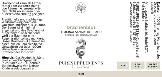 Drachenblut Sangre de Drago aus pestizidfreiem Spitzenanbau Ecuador (100% rein, Rohkostqualität, Natur Harz, 20ml)