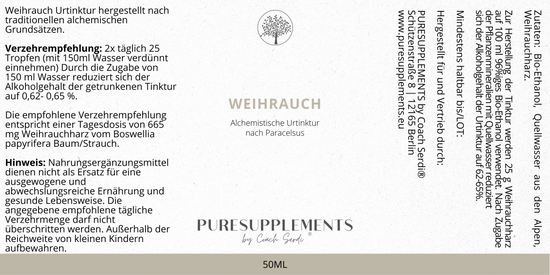 Premium Weihrauch – Alchemistische Urtinktur nach Paracelsus (50ML, Wildwuchs, hochkonzentriert, Boswellia)