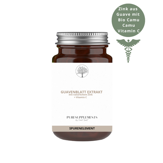 Premium Zink aus  Guavenblätter Extrakt mit Bio Camu Camu (Zink+Vitamin C, Vegan, GMO-Frei, 100% pflanzlich, hohe Bioverfügbarkeit)