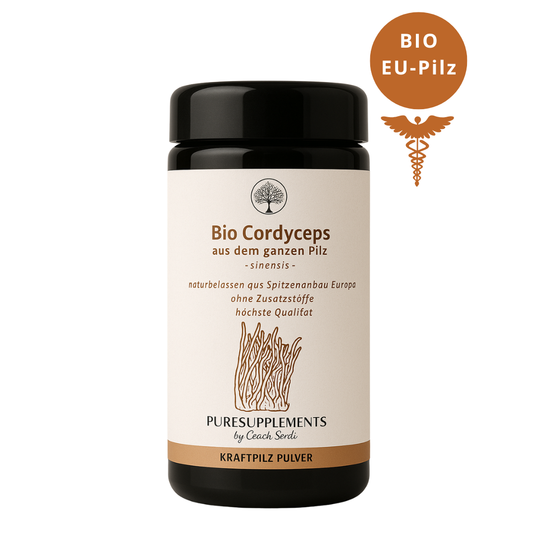 Bio Cordyceps Pilz aus Spitzenanbau Europa (Synergetikum Vitalstoffkomplex, Premium Rohkostqualität, hochwertiger Vollspektrum Kraftpilz aus pestizidfreiem EU-Anbau, Pulver, 100g, Mironglas)