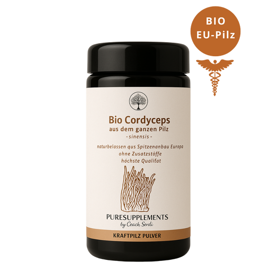 Bio Cordyceps Pilz aus Spitzenanbau Europa (Synergetikum Vitalstoffkomplex, Premium Rohkostqualität, hochwertiger Vollspektrum Kraftpilz aus pestizidfreiem EU-Anbau, Pulver, 100g, Mironglas)