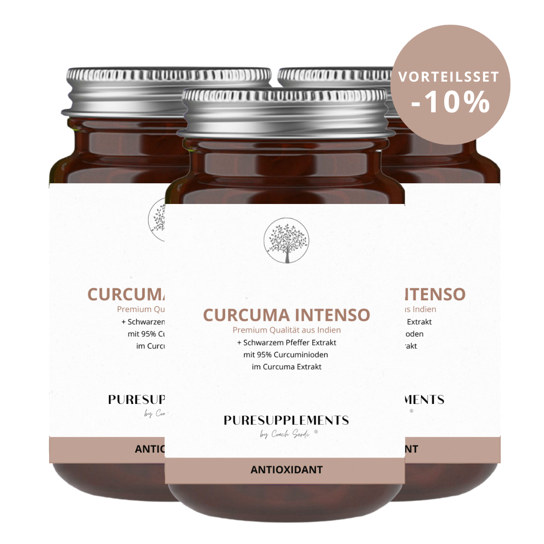 Curcumin Komplex Intenso (Vollspektrum aus longa Curcumaextrakt, Longa Kurcuma Pulver & Schwarzer Pfeffer Extrakt, 95% hoher Anteil an Curcuminoide & Piperin, 180 Kapseln)