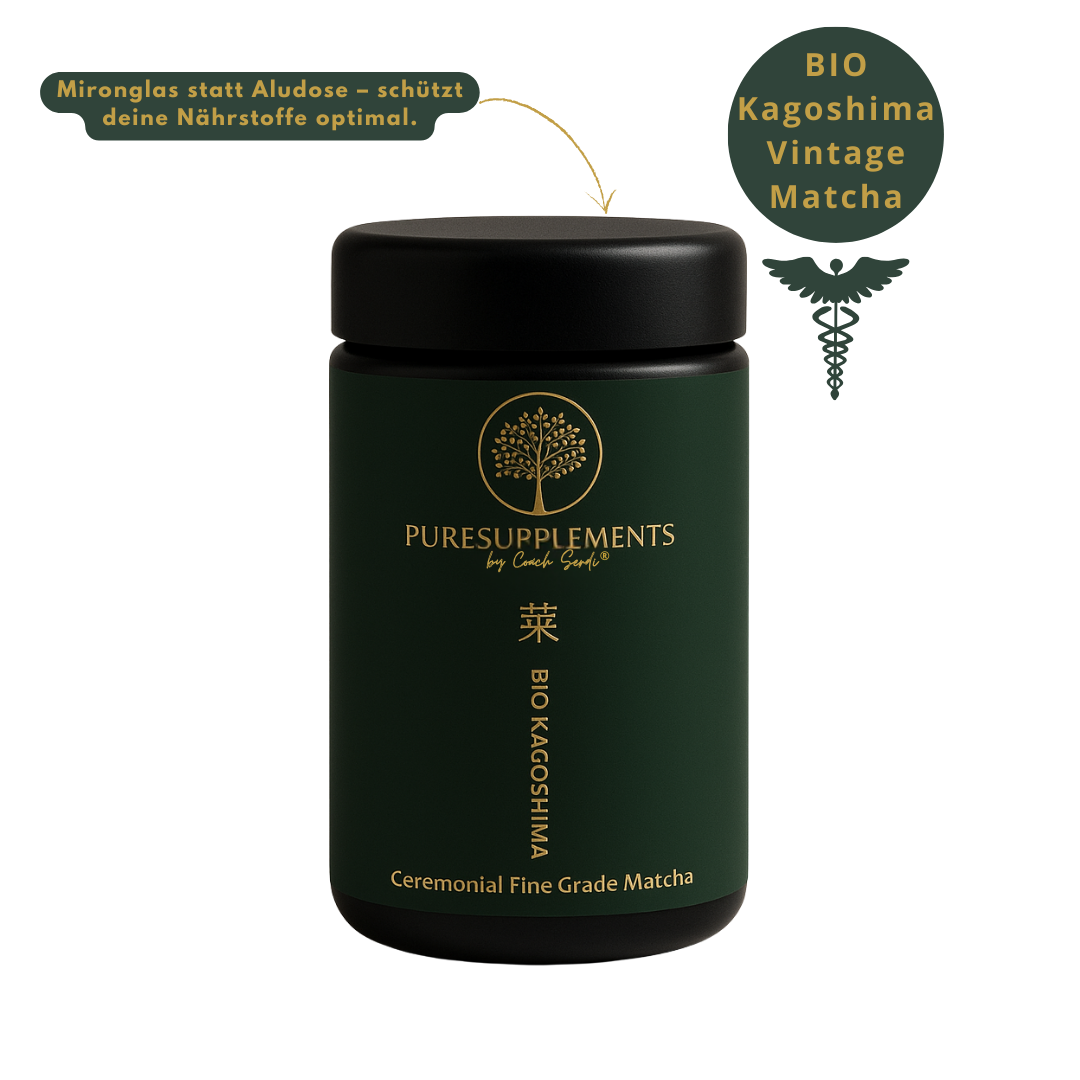 (Dez.-Febr.) Bio Premium Vintage Kagoshima Matcha - First Halving (Premium Region Japan, Ceremonial Fine Grade, sortenrein, 30g, Mironglas)