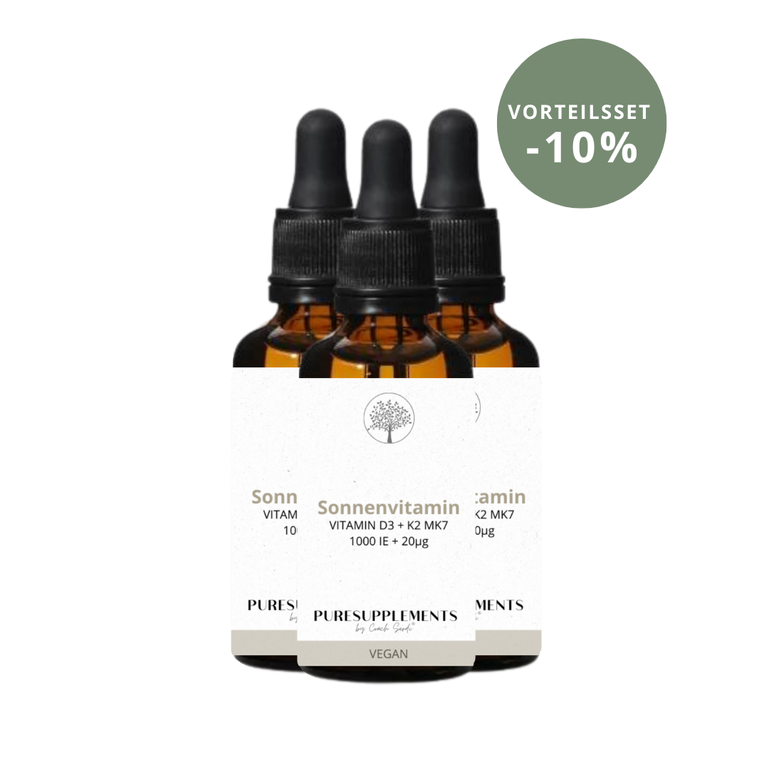 Premium Vitamin D3K2 VEGAN All Trans MK7 Tropfen - 30ML hoch bioverfügbar  mit 1000 Tropfen (Europa, Basic, aus Baumflechten, D3 1.000IE + K2MK7 20ug)