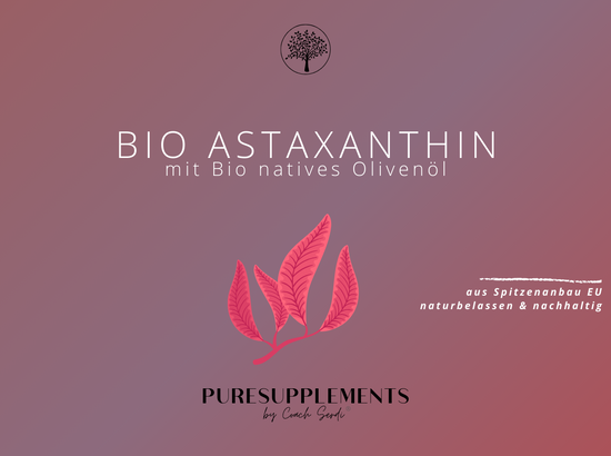 Premium Bio Astaxanthin Komplex mit Bio Olivenöl aus Spitzenanbau Europa (Vollspektrum Komplex, vegan, Kaltpressung nativ, +Zeaxanthin & Beta-Carotin)
