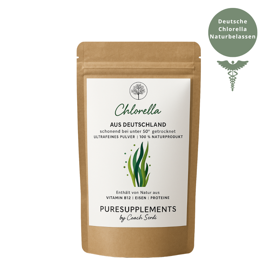 Premium deutsche Chlorella Pulver 100% Rohkost (Regional, naturbelassen & hohe Reinheit, 150g)