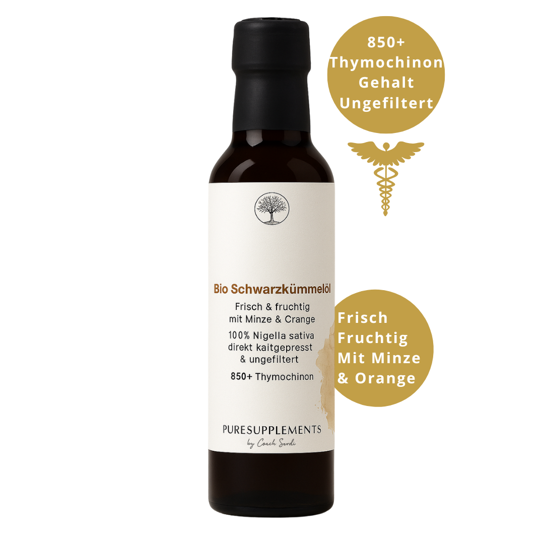 Premium Bio Schwarzkümmelöl mit Minze & Orange aus Spitzenanbau Ägypten (Mildes Aroma. frisch & Fruchtig, ungefiltert & direkt kaltgepresst, Spitzenqualität + extra hoher Thymochinon-Gehalt 850+, Limited Edition, 100ML)