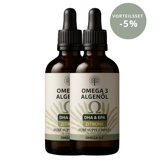 NEU: Omega 3 Algenöl  DHA+EPA & DPA mit 3:2 Verhältnis (EU Algenöl mit Bio Zitronenöl & Bio Olivenöl, vegan, frisch mildes Aroma, 100ML)