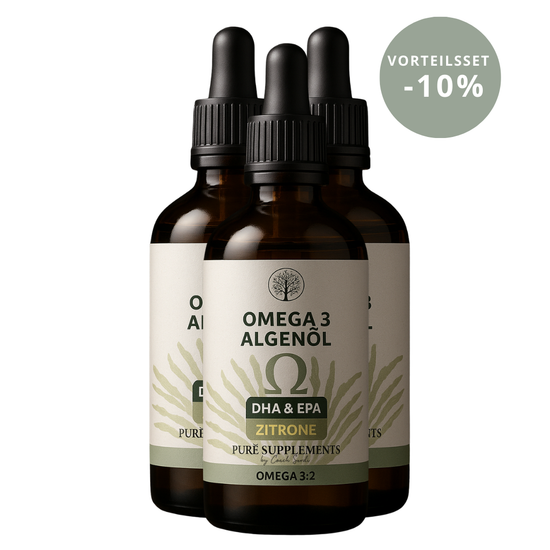 NEU: Omega 3 Algenöl  DHA+EPA & DPA mit 3:2 Verhältnis (EU Algenöl mit Bio Zitronenöl & Bio Olivenöl, vegan, frisch mildes Aroma, 100ML)