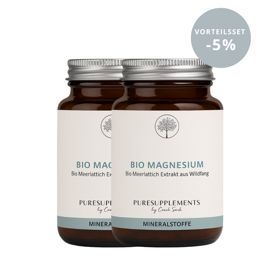 Premium Bio Magnesium aus Bio Meerlattich Extrakt (0% synthetisch, Wildfang & Rohkostqualität + Bio Quinoapulver & Bio Arganöl, 100% organisches Magnesium, 90 Kapseln)