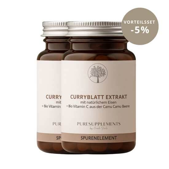 Premium Eisen aus Curryblatt mit Acerola Extrakt  (Eisen + Vitamin C, 120 Kapseln, vegan, 100% pflanzlich, Wasserextraktion)