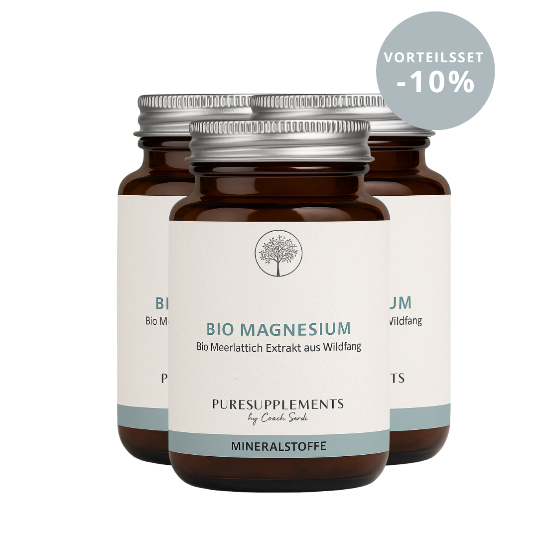 Premium Bio Magnesium aus Bio Meerlattich Extrakt (0% synthetisch, Wildfang & Rohkostqualität + Bio Quinoapulver & Bio Arganöl, 100% organisches Magnesium, 90 Kapseln)