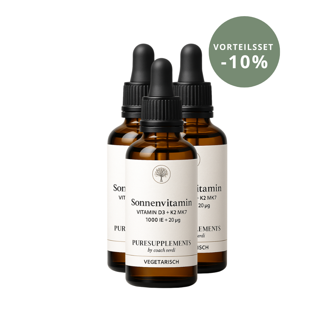 Premium Vitamin D3K2 VEGETARISCH All Trans MK7 Tropfen - 50ML hoch bioverfügbar mit 1700 Tropfen (Europa, Basic, D3 1000IE+ K2 20ug)