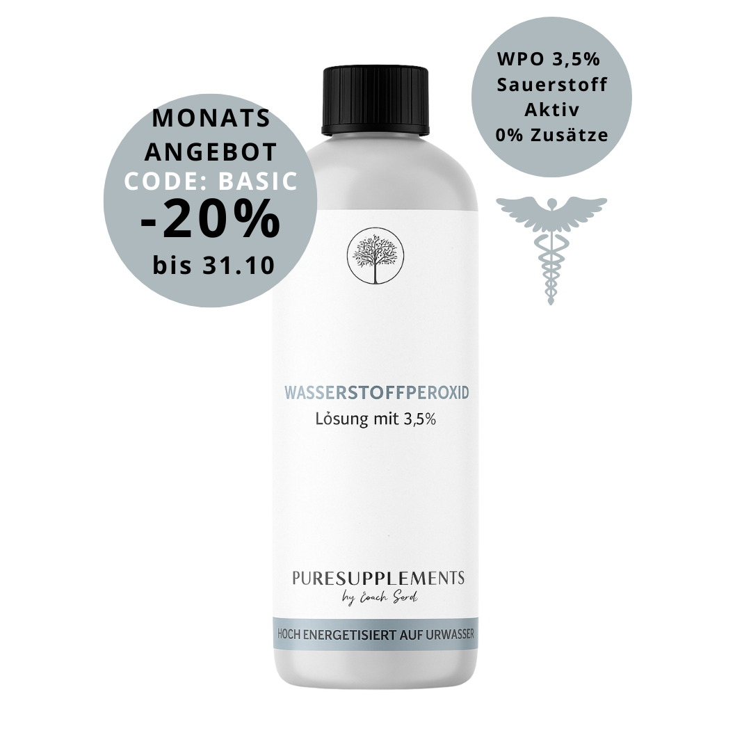 Premium Wasserstoffperoxid H2O2 3,5% hoch energetisiert auf Hexagonalem Urwasser (wpo, Sauerstoff Aktiv, 0% Zusätze, 250ML)