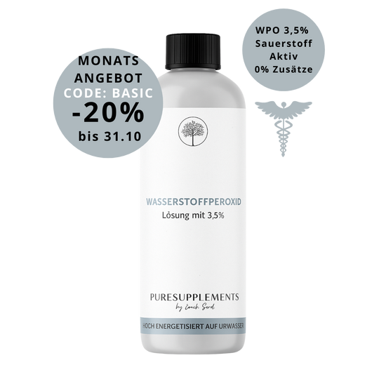 Premium Wasserstoffperoxid H2O2 3,5% hoch energetisiert auf Hexagonalem Urwasser (wpo, Sauerstoff Aktiv, 0% Zusätze, 250ML)