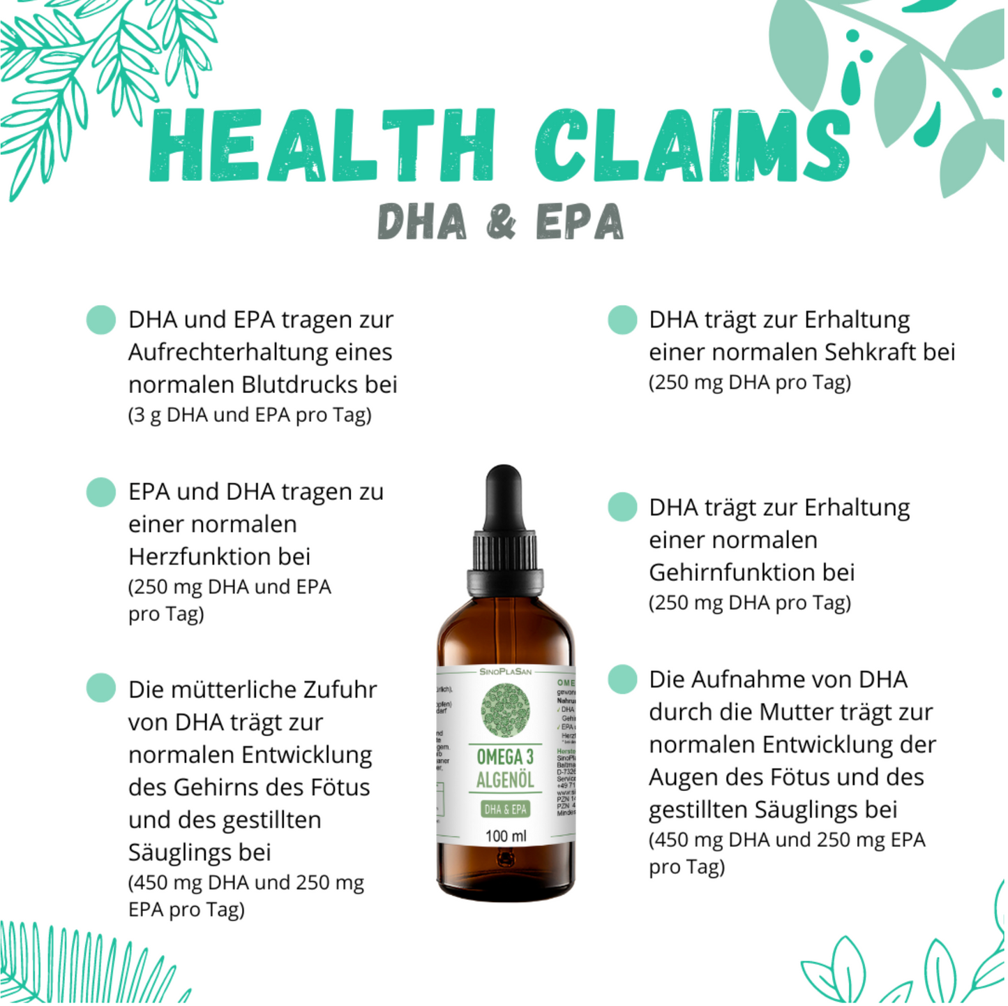 Omega 3 Algenöl  DHA + EPA (Blutorange, vegan, 100ML)