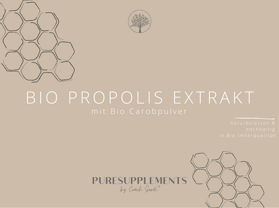 Bio Propolis Extrakt mit Carobpulver (Bio Imkerqualität, 90 Kapseln, vegan, ohne Alkohol)