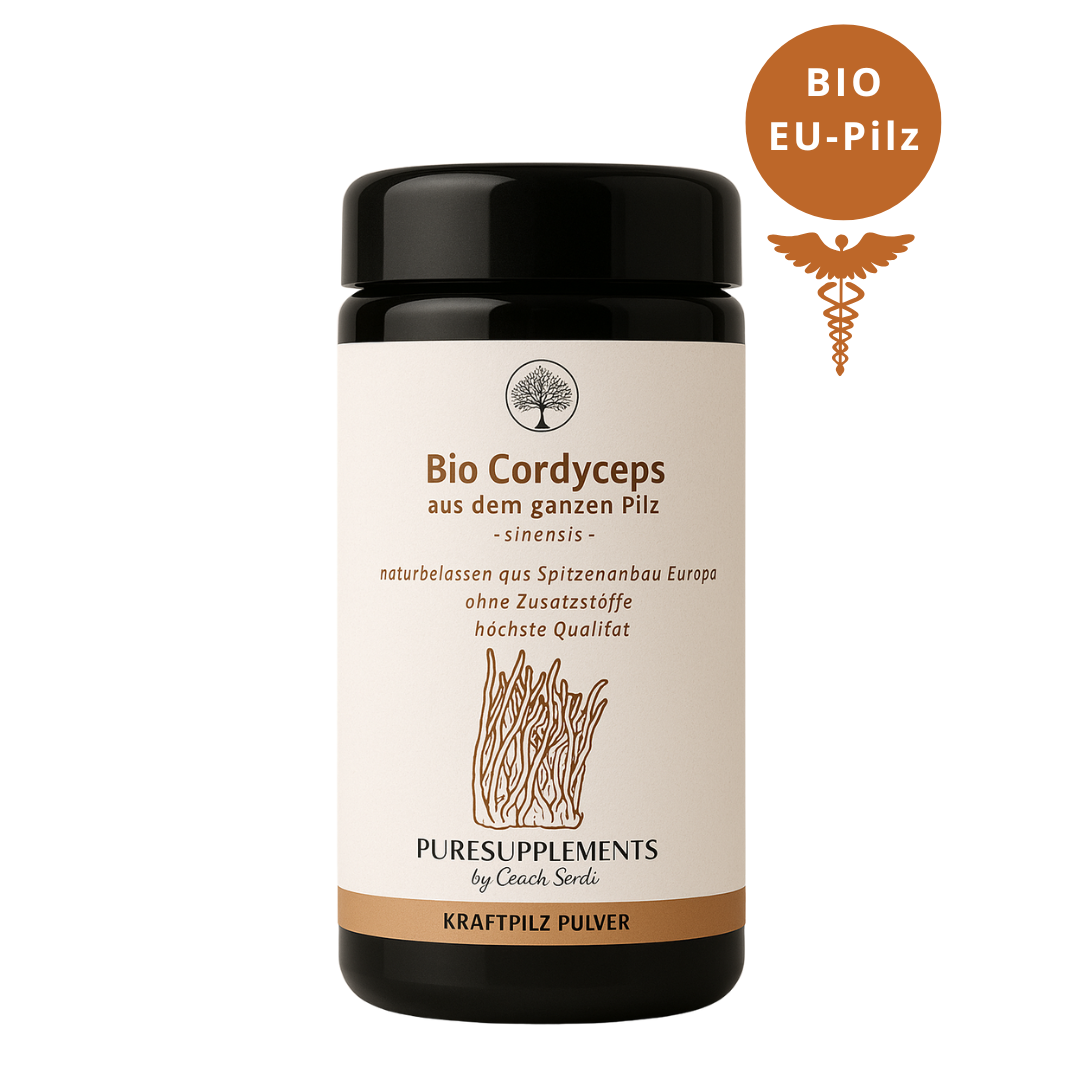 Bio Cordyceps Pilz aus Spitzenanbau Europa (Synergetikum Vitalstoffkomplex, Premium Rohkostqualität, hochwertiger Vollspektrum Kraftpilz aus pestizidfreiem EU-Anbau, Pulver, 100g, Mironglas)