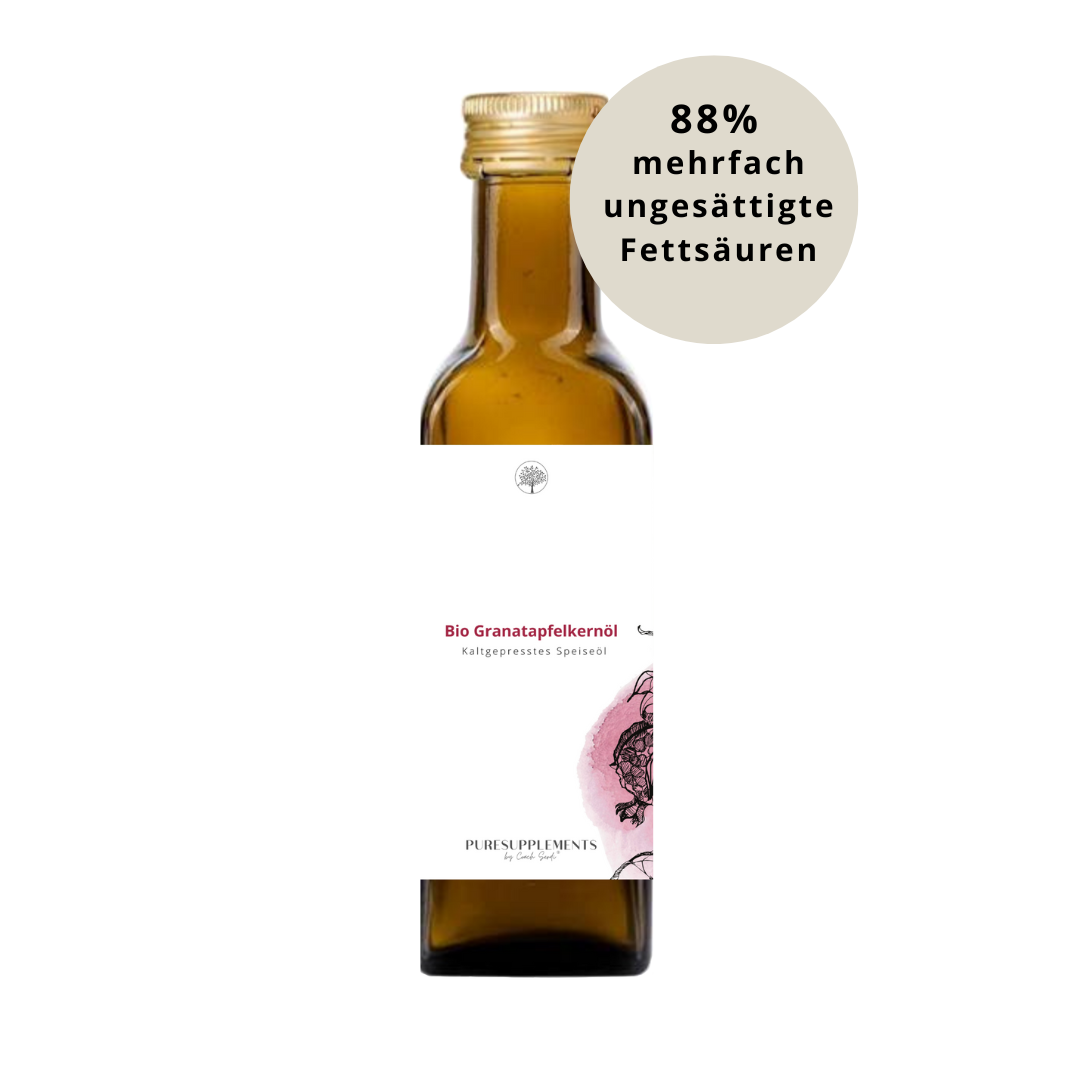 Premium Bio Granatapfelkernöl aus Spitzenanbau Aserbaidschan (Nativ-schonend kaltgepresst, 100 ML, Marascaglas)