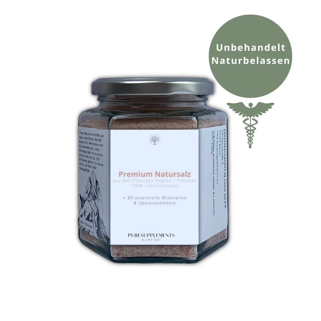 Premium Natursalz - 100% naturbelassen (Glas, Salz feine Körnung, 400g, Himalaya Region)