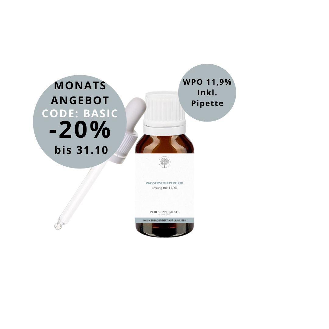 Premium Wasserstoffperoxid H2O2 11,9% hoch energetisiert auf Hexagonalem Urwasser (Warze, wpo, 20ml, Sauerstoff Aktiv, 0% Zusätze)