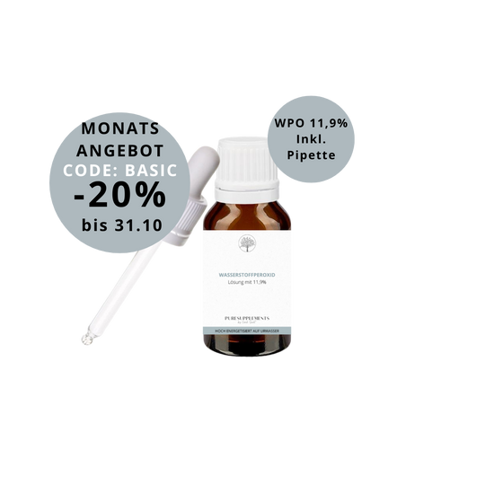 Premium Wasserstoffperoxid H2O2 11,9% hoch energetisiert auf Hexagonalem Urwasser (Warze, wpo, 20ml, Sauerstoff Aktiv, 0% Zusätze)