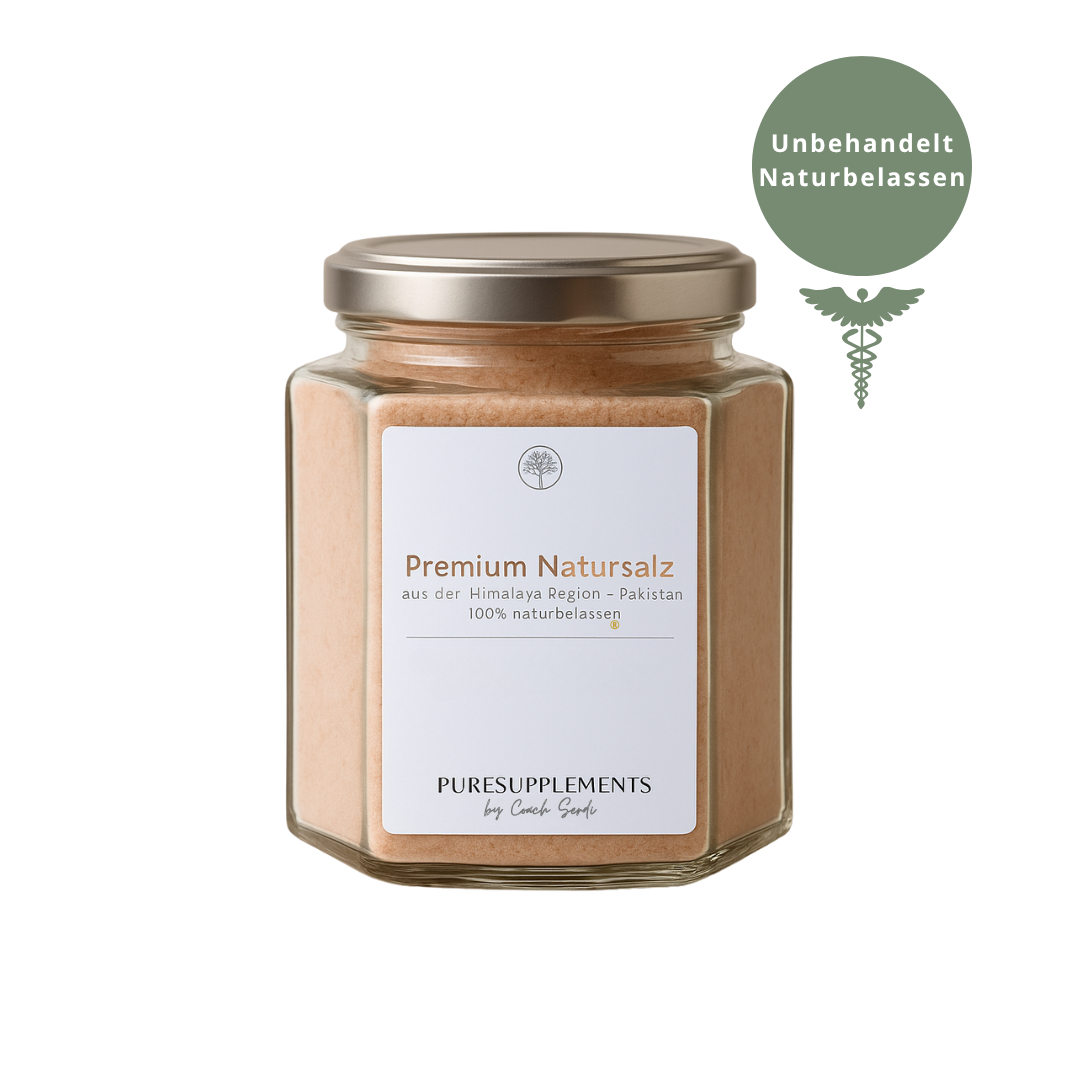 Premium Natursalz - 100% naturbelassen (Glas, Salz aus der Himalaya Region, feine Körnung, 400g, Himalaya Region)