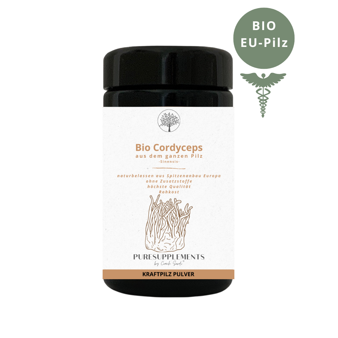 Bio Cordyceps Pilz aus Spitzenanbau Europa (Synergetikum Vitalstoffkomplex, Premium Rohkostqualität, hochwertiger Vollspektrum Kraftpilz aus pestizidfreiem EU-Anbau, Pulver, 100g, Mironglas)