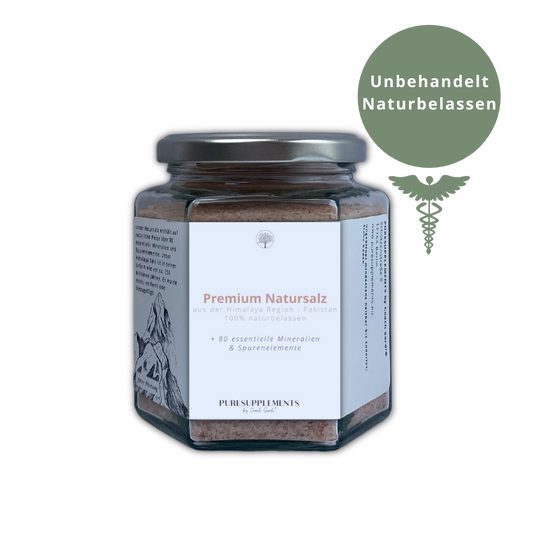 Premium Natursalz - 100% naturbelassen (Glas, Salz feine Körnung, 400g, Himalaya Region)