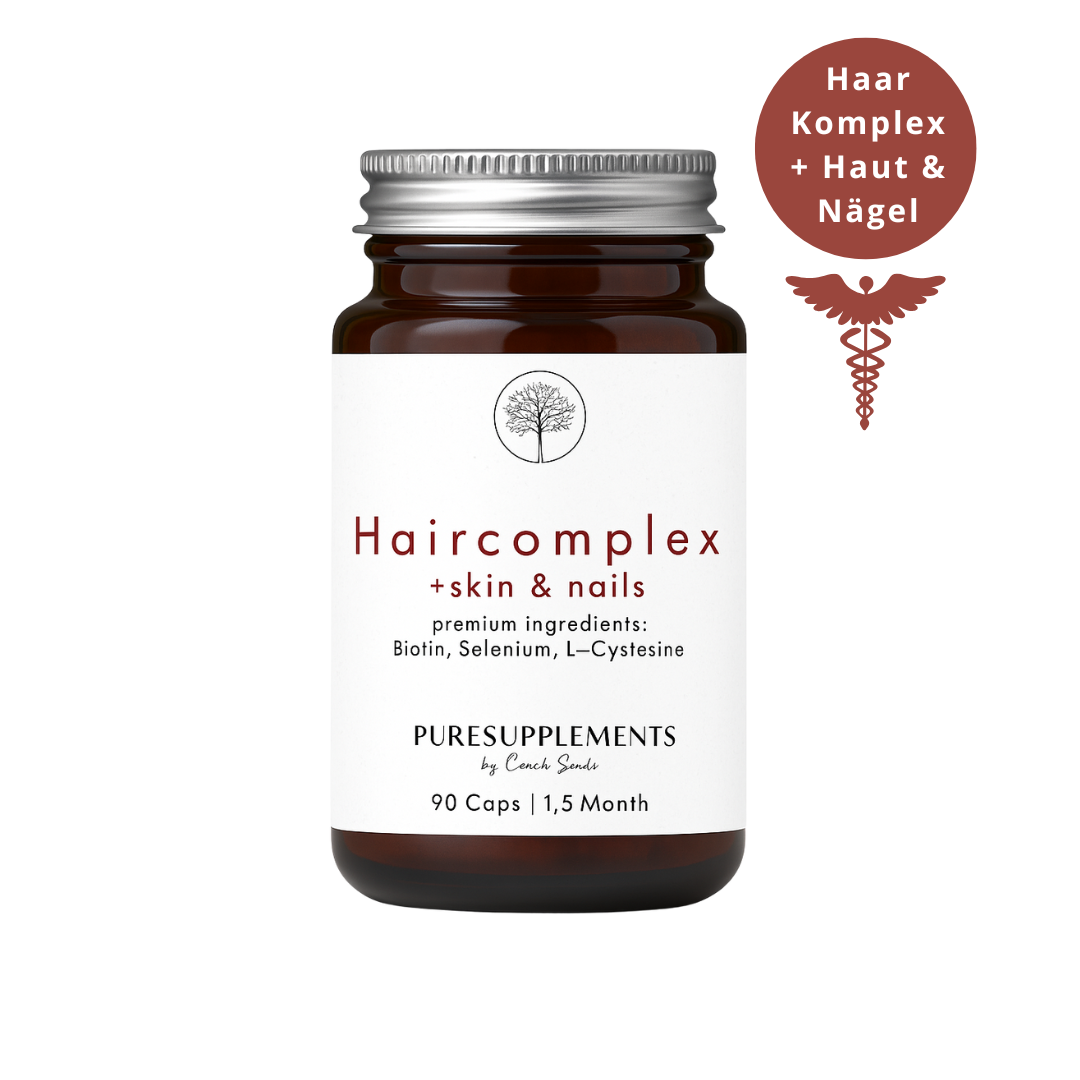 Premium Unisex Haarkomplex + Haut & Nägel (Amino L-Methionin & L-Cystein, Selen, Guavenblattextrakt Zink, Curryblattextrakt Eisen, Kupfer, Bambussprossen Silizium, MSM, Bio Camu Camu Vitamin C, Buchweizen Biotin, 90 Kapseln für Haare)