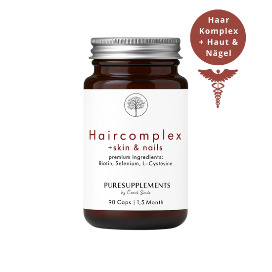 Premium Unisex Haarkomplex + Haut & Nägel (Amino L-Methionin & L-Cystein, Selen, Guavenblattextrakt Zink, Curryblattextrakt Eisen, Kupfer, Bambussprossen Silizium, MSM, Bio Camu Camu Vitamin C, Buchweizen Biotin, 90 Kapseln für Haare)
