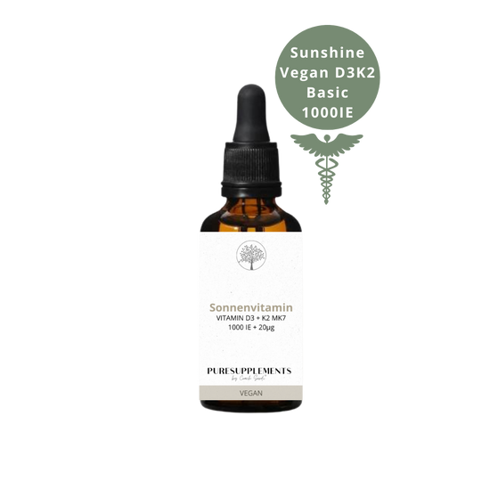 Premium Vitamin D3K2 VEGAN All Trans MK7 Tropfen - 30ML hoch bioverfügbar  mit 1000 Tropfen (Europa, Basic, aus Baumflechten, D3 1.000IE + K2MK7 20ug)