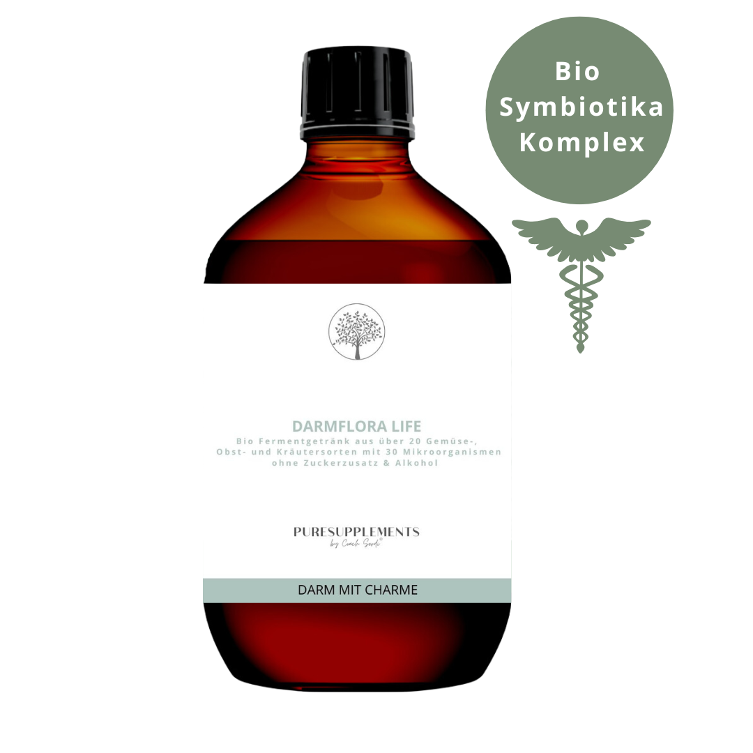 Premium Bio DARMFLORA LIFE Symbiotika Enzym-Fermentgetränk mit 30 Bakterienkulturen Komplex (500ml, ohne Zuckerzusatz, Darm mit Charme)