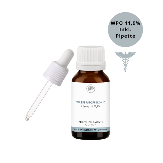 Premium Wasserstoffperoxid H2O2 11,9% hoch energetisiert auf Hexagonalem Urwasser (Warze, wpo, 20ml, Sauerstoff Aktiv, 0% Zusätze)