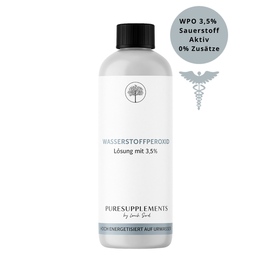Premium Wasserstoffperoxid H2O2 3,5% hoch energetisiert auf Hexagonalem Urwasser (wpo, Sauerstoff Aktiv, 0% Zusätze, 250ML)