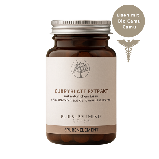 Premium Eisen aus Curryblatt mit Acerola Extrakt  (Eisen + Vitamin C, 120 Kapseln, vegan, 100% pflanzlich, Wasserextraktion)