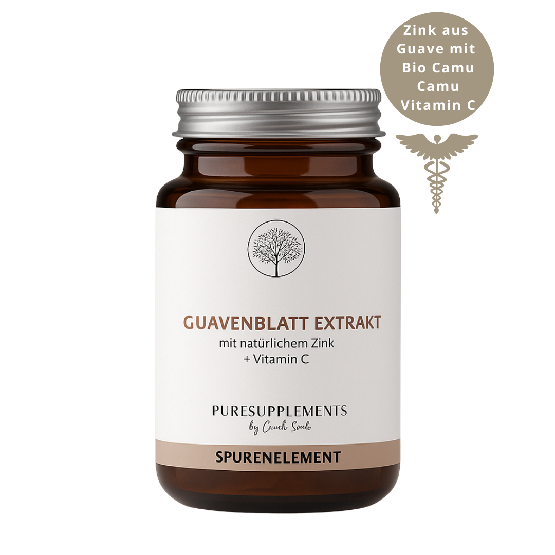 Premium Zink aus  Guavenblätter Extrakt mit Bio Camu Camu (Zink+Vitamin C, Vegan, GMO-Frei, 100% pflanzlich, hohe Bioverfügbarkeit)