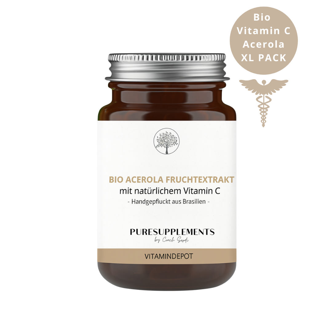 Premium Bio Acerola Kirsche Vitamin C hochdosiert 17% (Wildwuchs, XL Pack)