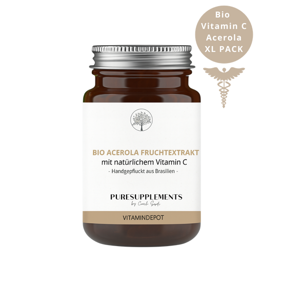 Premium Bio Acerola Kirsche Vitamin C hochdosiert 17% (Wildwuchs, XL Pack)