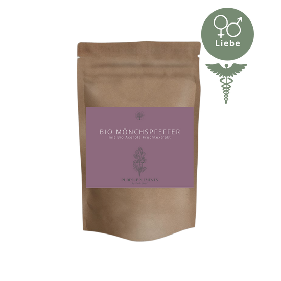 Premium Bio Mönchspfeffer Spezial Fruchtextrakt mit Bio Acerola-Fruchtextrakt 17% (4:1 Spezial Extrakt, Yin & Yang Balance, Wasserextraktion)