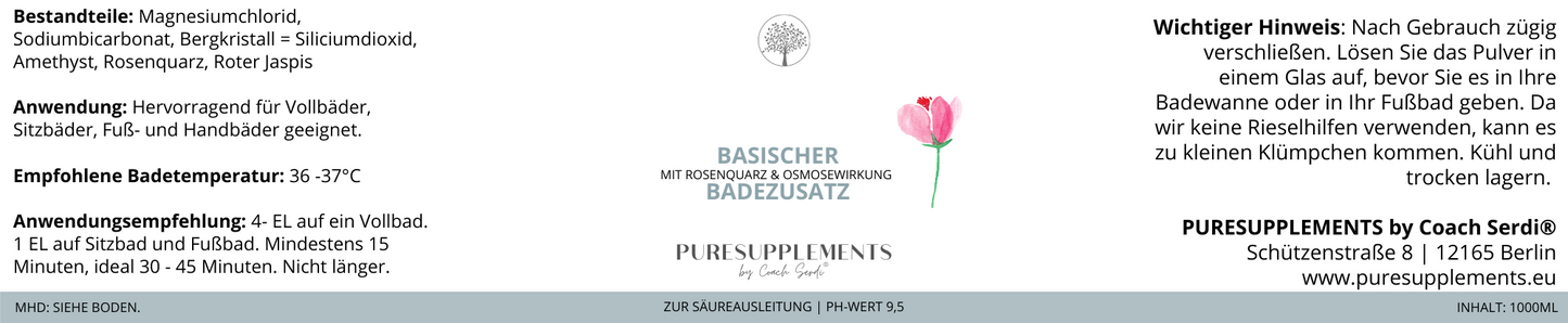 Premium Basen-Edelsteinbad mit Rosenquarz & Osmosewirkung 1000ML