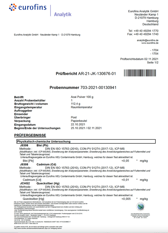 Premium Acai Pulver (Rohkostqualität, Wildwuchs, 100g, acai)