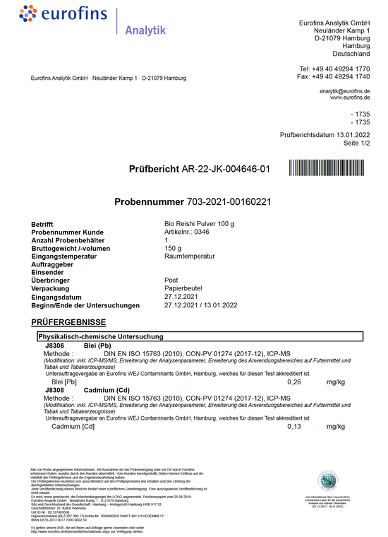 Premium Bio Reishi Pilz Pulver 100g