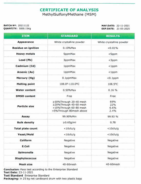 Natürliches MSM Ultra 2000 (100% Methylsulfonylmethan, hohe Reinheit, 180 Kapseln)