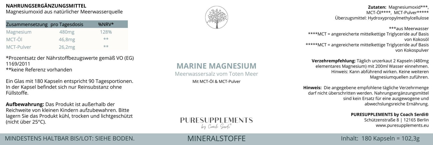 Premium Marine Magnesium aus Meerwasserquelle mit MCT-Öl & MCT-Pulver