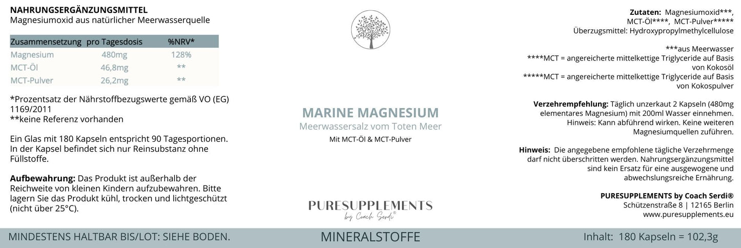 Laden Sie das Bild in den Galerie-Viewer, Premium Marine Magnesium aus Meerwasserquelle mit MCT-Öl &amp;amp; MCT-Pulver
