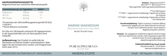 Premium Marine Magnesium aus Meerwasserquelle mit MCT-Öl & MCT-Pulver