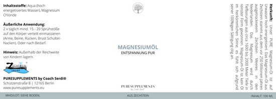 Magnesiumöl aus Zechstein auf Urwasser hoch energetisiert (+Sprühkopf, Glas, 100ML)