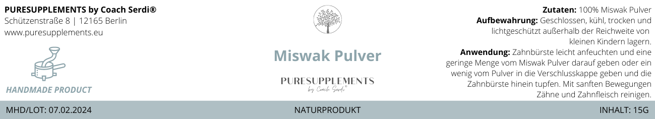 Premium Miswak Zahnpulver | handgemahlen & 100% natürlich (Wildsammlung)